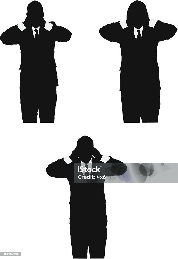 Silhouette of three business monkeys Silhouette of three business monkeyshttp://www.twodozendesign.info/i/1.png Hear no Evil stock vector