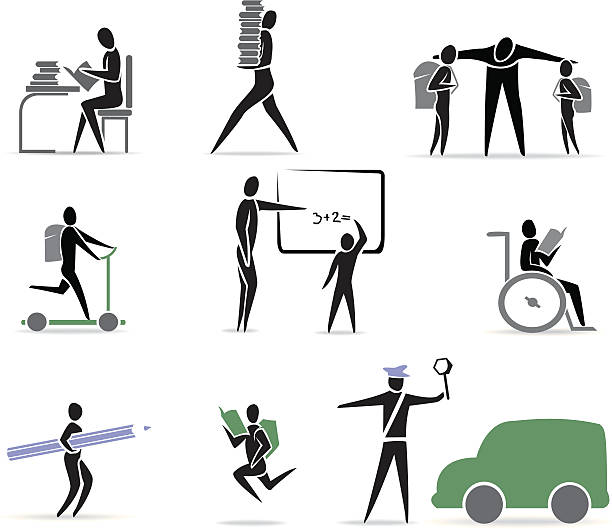 школа деятельности - silhouette interface icons wheelchair icon set stock illustrations