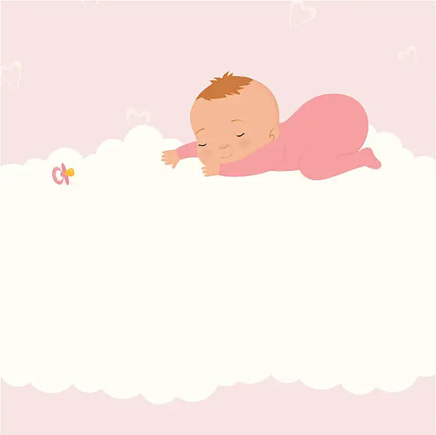 Vector illustration of Sleeping baby girl