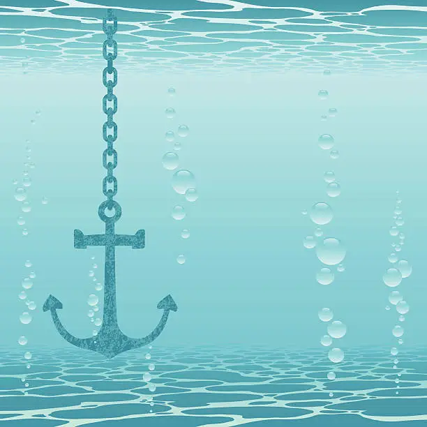 Vector illustration of Anchor and underwater