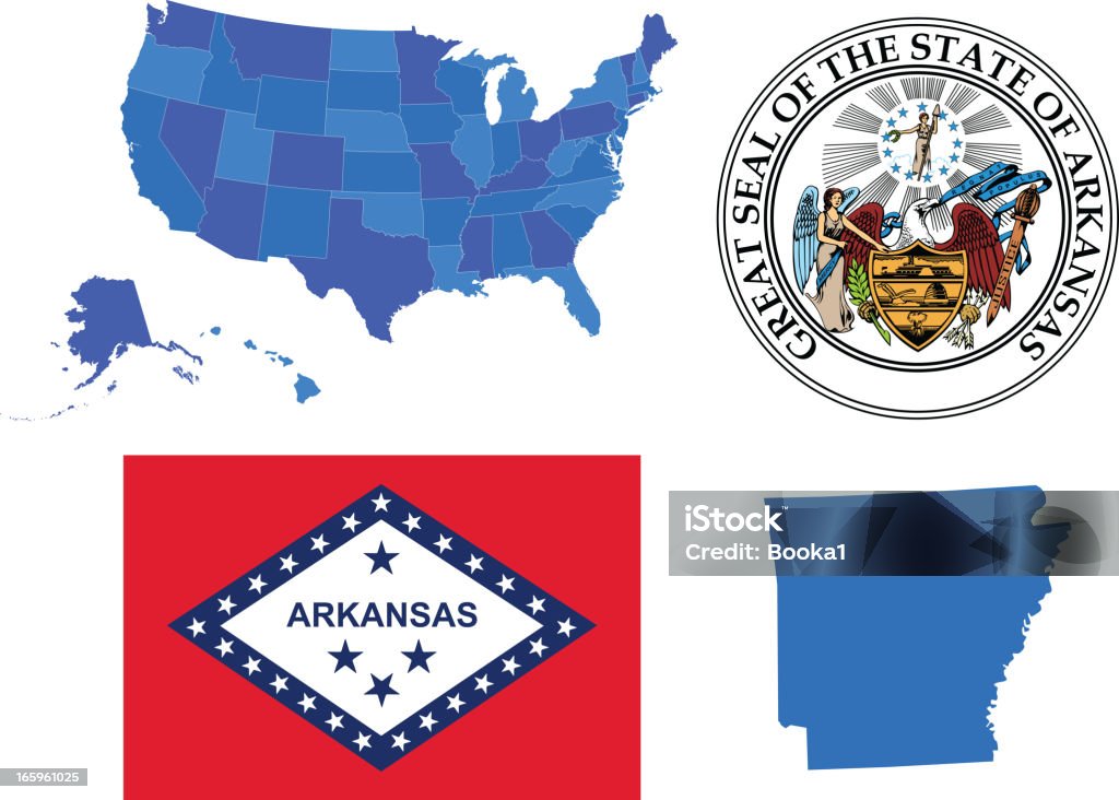 Arkansas state set Vector illustration of arkansas state, contains: Arkansas stock vector