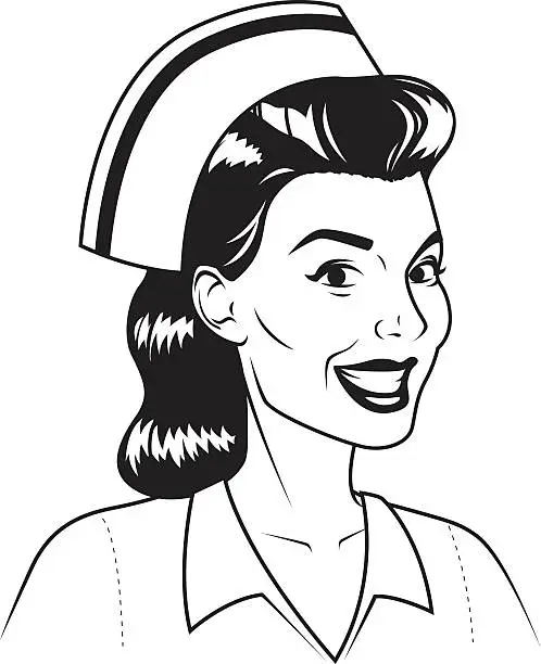 Vector illustration of Vintage Woman: Nurse