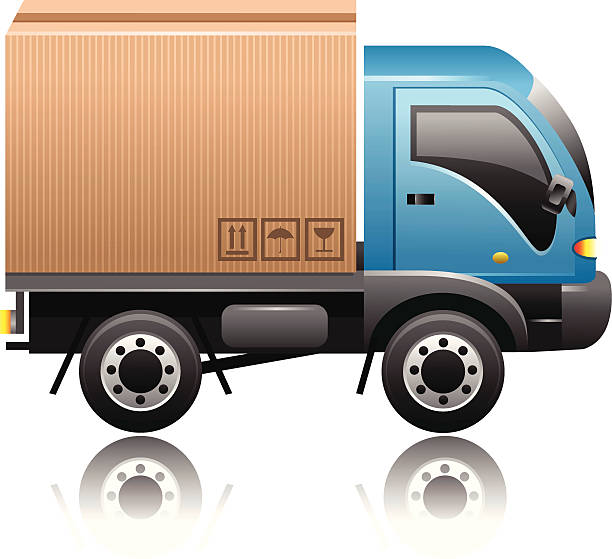 lieferung lkw - truck moving van moving house box stock-grafiken, -clipart, -cartoons und -symbole