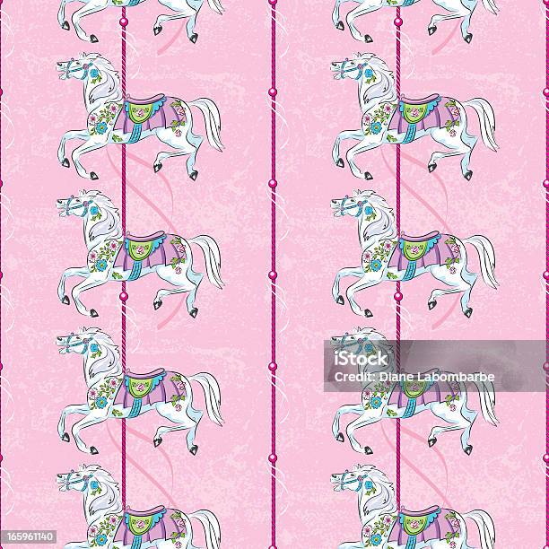 Carousel Лошадь Рисунок На Розовый — стоковая векторная графика и другие изображения на тему Аттракцион карусель - Аттракцион карусель, Без людей, Бесшовный узор