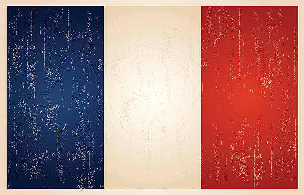 francuska flaga grunge vintage - french flag france red blue stock illustrations