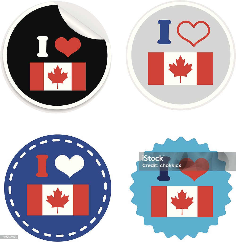 Uwielbiam Flaga Kanady identyfikatora lub umieścić naklejkę - Grafika wektorowa royalty-free (Bez ludzi)