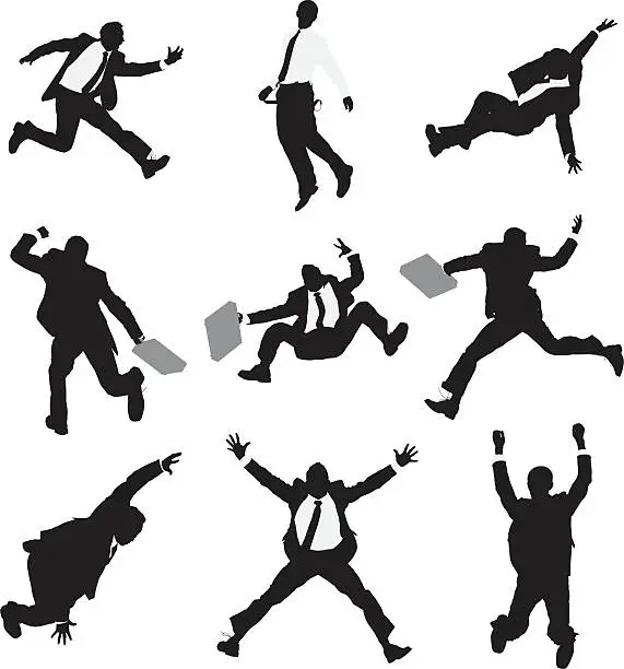 Vector illustration of Multiple images of a businessman in action