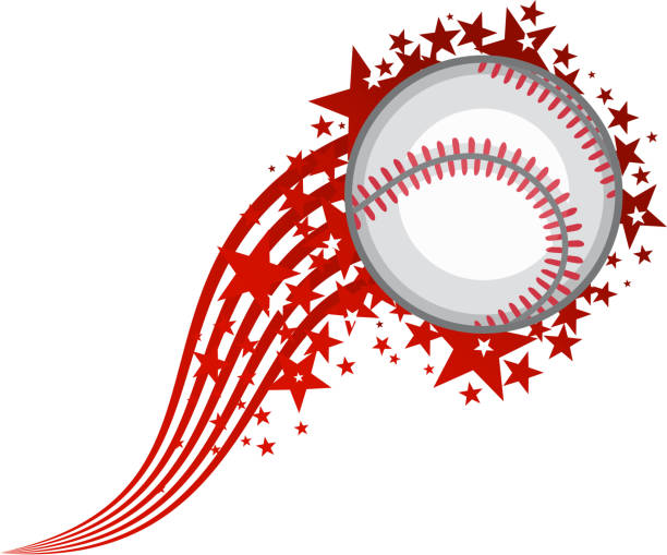 Flying Baseball Ball Full Star Flying Baseball Ball vector illustration. softball homerun stock illustrations