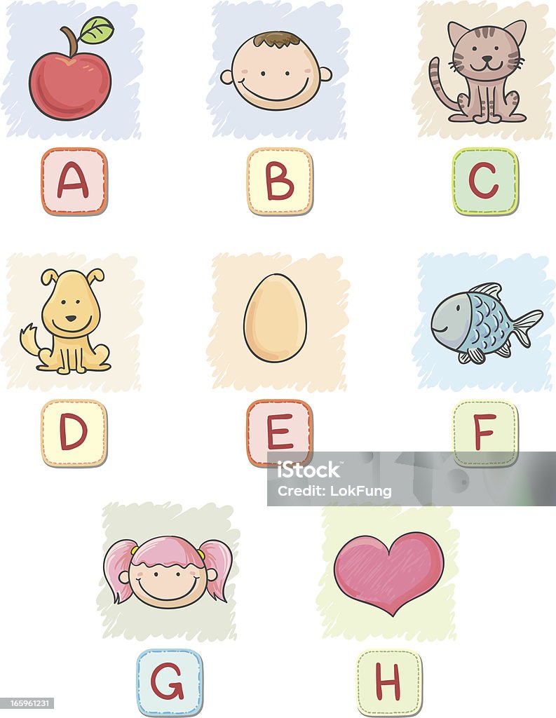 Cartoon-alphabet A, H collection - Lizenzfrei Alphabet Vektorgrafik