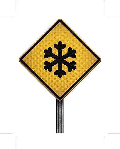 Vector illustration of snow ahead road sign