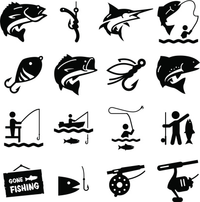 Fishing icon set. Vector icons for video, mobile apps, Web sites and print projects. See more in this series.