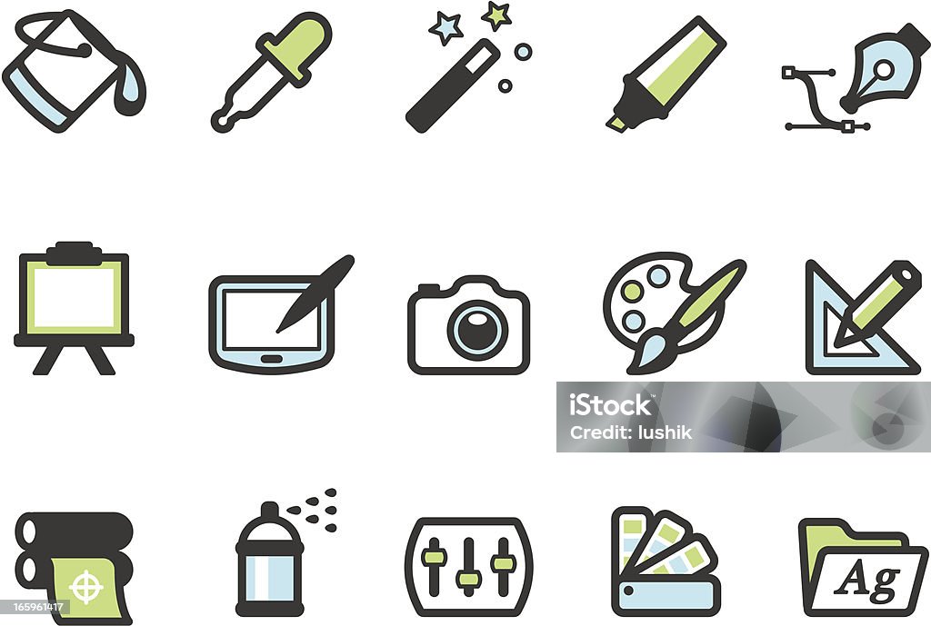 Graphico icons - Design 15th set of the Graphico collection - Design and Creativity icons. Adjusting stock vector