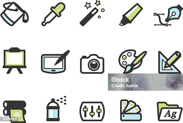 Graphico Icons Design Stock Illustration - Download Image Now - Adjusting, Art and Craft Equipment, Artist's Palette