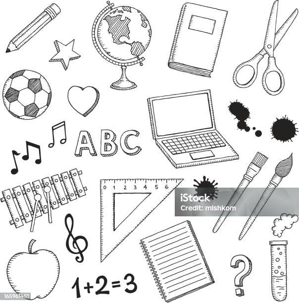 Hand Drawn School Icons Stock Illustration - Download Image Now - Drawing - Art Product, Globe - Navigational Equipment, Doodle