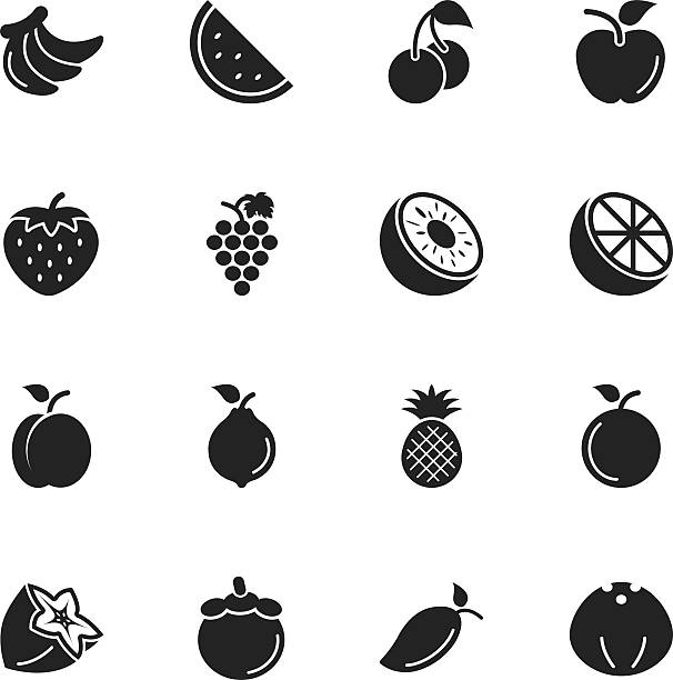 Fruit Silhouette Icons Fruit Silhouette Vector File Icons. fruit silhouettes stock illustrations