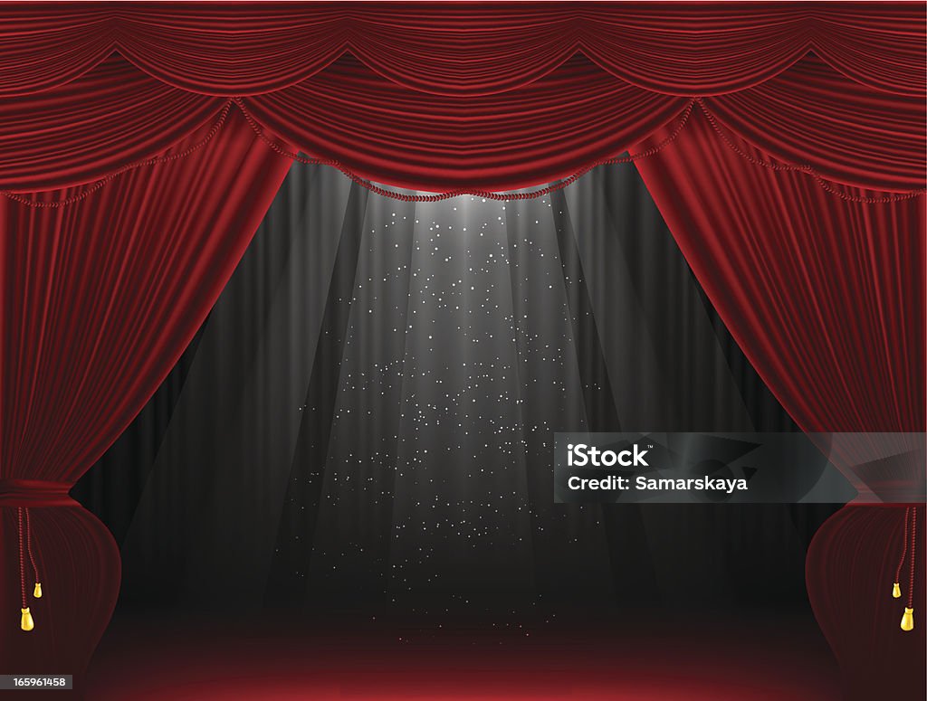Escenario y cortinas oscurecedoras (black out) - arte vectorial de Cuerda libre de derechos