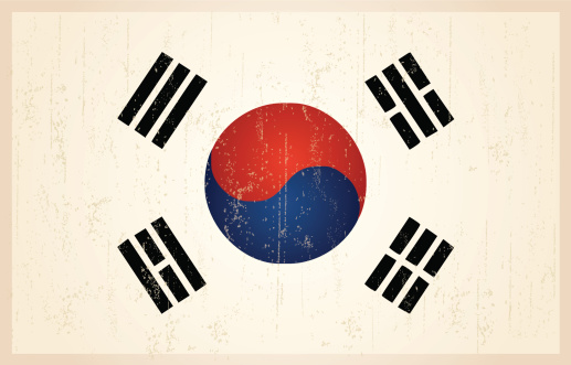 Korea flag in grunge and vintage style.