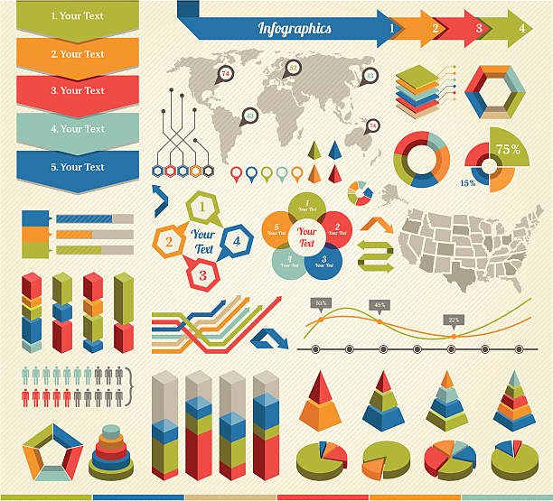 Infographics Elements Reference file for map is: http://www.lib.utexas.edu/maps/world_maps/time_zones_ref_2008.pdf double arrow chart stock illustrations