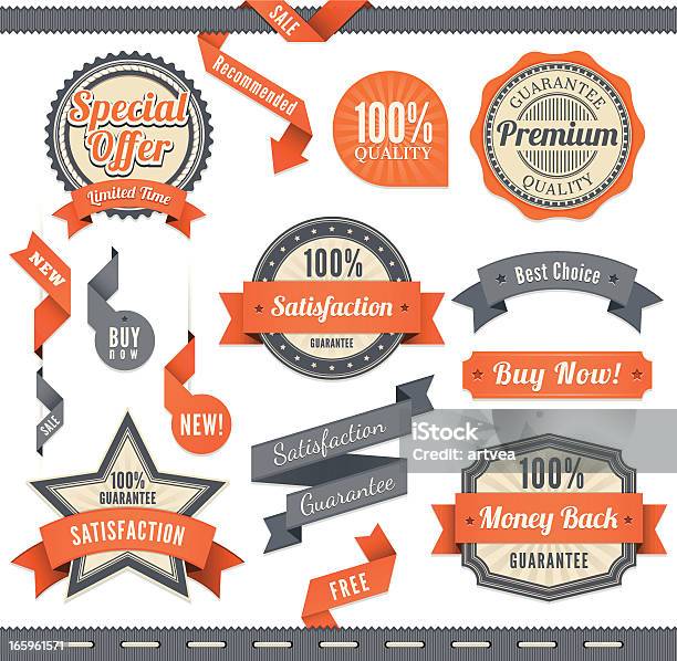 Badge And Ribbon Set Stock Illustration - Download Image Now - Achievement, Award, Award Ribbon