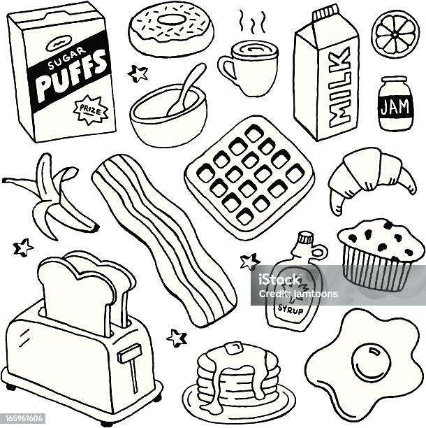 Rabiscos De Pequenoalmoço - Arte vetorial de stock e mais imagens de Pequeno Almoço - Pequeno Almoço, Rabisco - Desenho, Desenho