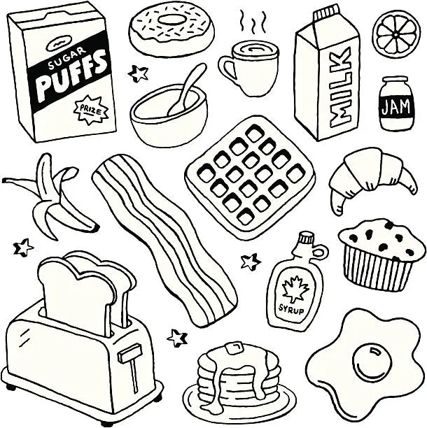 Vector illustration of Breakfast Doodles