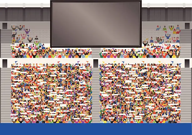 Vector illustration of Large crowd in stadium grandstand