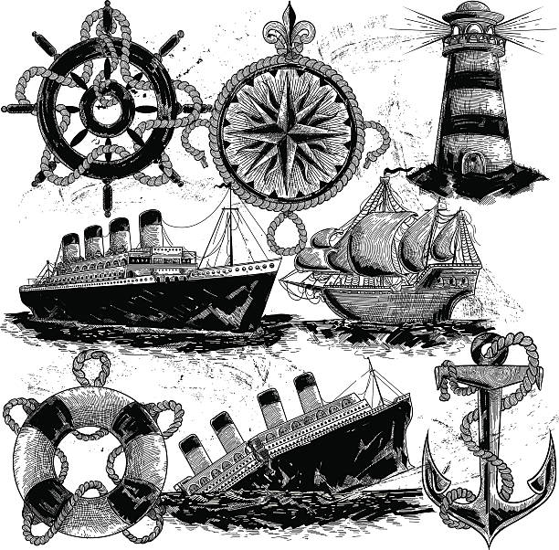 elementy nawigacyjne - nautical vessel buoy passenger ship computer icon stock illustrations