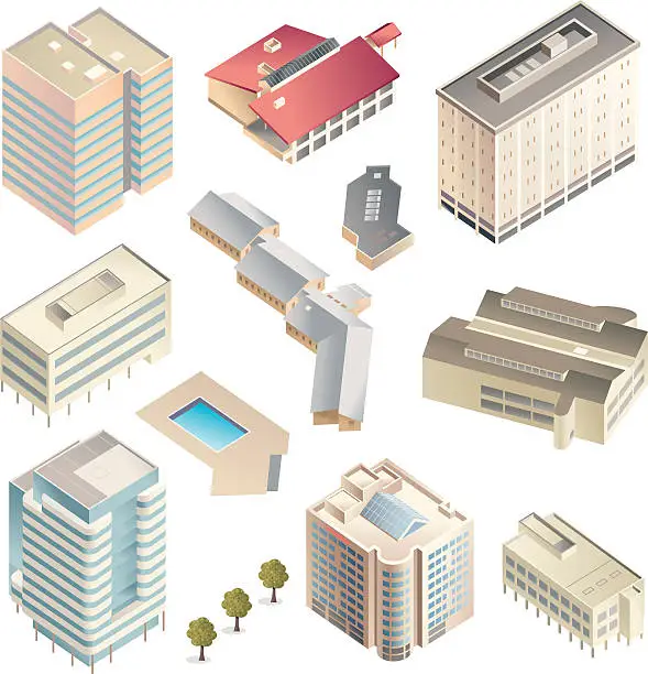 Vector illustration of Shaded buildings