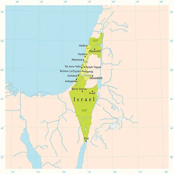 Vector illustration of Israel Vector Map