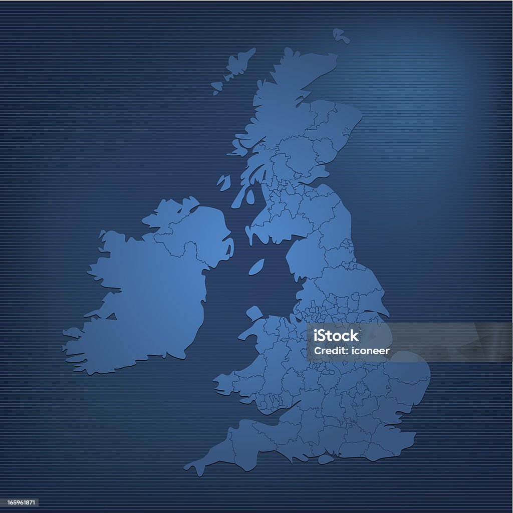 United Kingdom dark map A United Kingdom map on a striped background. Hires JPEG (5000 x 5000 pixels) and EPS10 file included. File contains gradient mesh (eps10). Blue stock vector