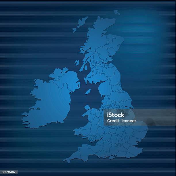 United Kingdom Dark Map Stock Illustration - Download Image Now - Blue, Color Gradient, Copy Space