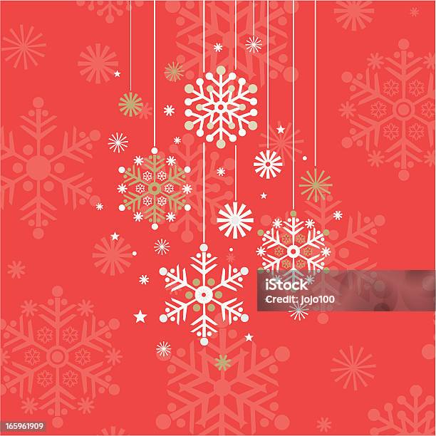Vetores de Neve Em Fundo Vermelho Pendurar e mais imagens de Abstrato - Abstrato, Bola de Árvore de Natal, Branco
