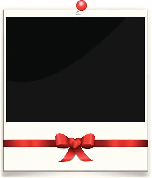 Vector illustration of Polaroid with Ribbon and Heart Bow
