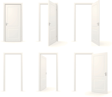 Set of open and closed doors.