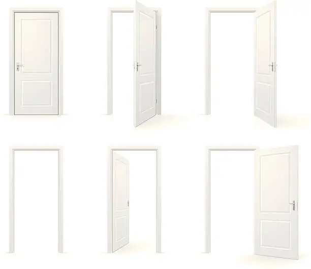 Vector illustration of Open and closed doors
