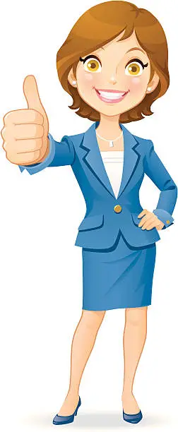 Vector illustration of Businesswoman Gesturing Thumbs Up