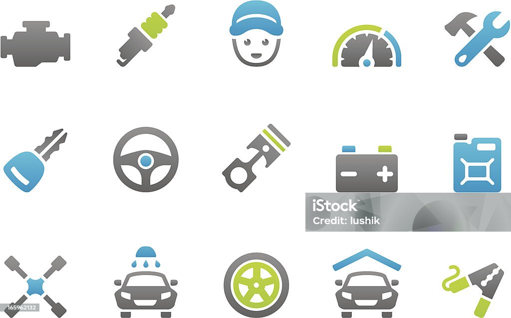 Stampico iconos de Auto servicio - arte vectorial de Fondo blanco libre de derechos