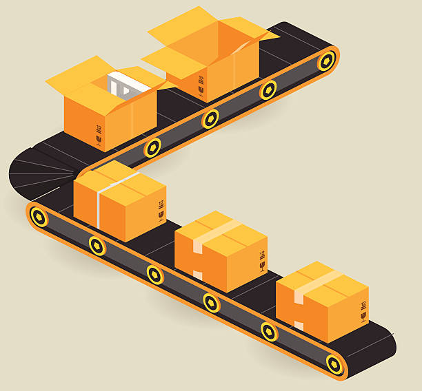 stockillustraties, clipart, cartoons en iconen met production line - lopende band