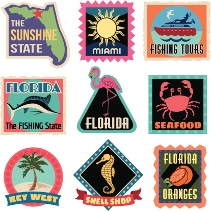 Vector Florida Travel Stickers.