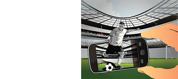 ilustrações de stock, clip art, desenhos animados e ícones de smartphone com jogador de futebol - soccer stadium fotografia de stock