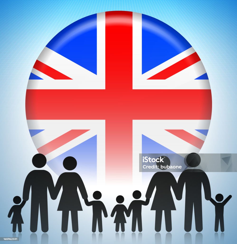 Regno Unito concetto familiare Stick figure - arte vettoriale royalty-free di Adozione