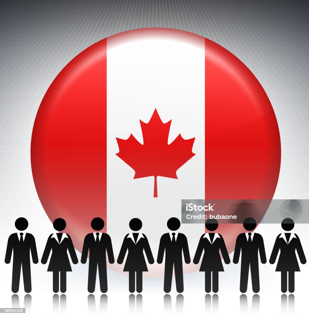 Kanada Flagge Button mit Business Konzept Strichmännchen - Lizenzfrei Biegung Vektorgrafik