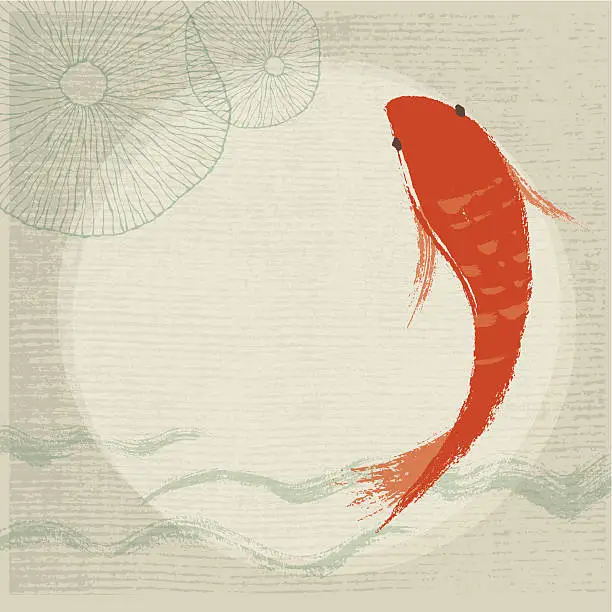 Vector illustration of Koi Fish & Waterlily Background