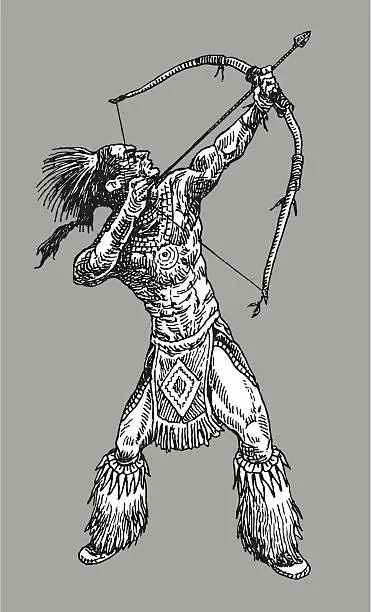Vector illustration of American Indian - Bow and Arrow