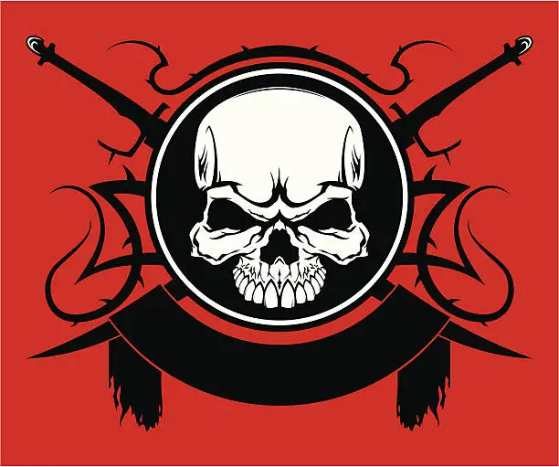 Vector illustration of Skull with swords emblem