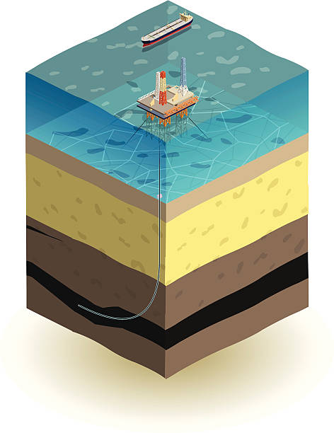 엔진오일 다이빙대 - construction platform sea drill mining stock illustrations