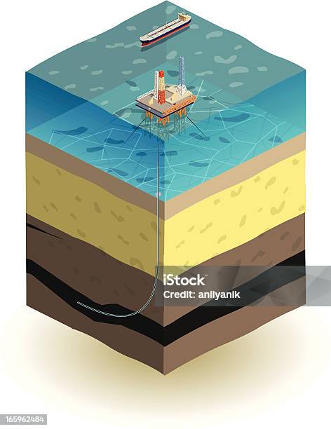 Нефтяная Платформа — стоковая векторная графика и другие изображения на тему Море - Море, Глубокий, Морская платформа