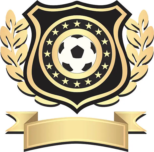 Vector illustration of Soccer Shield In Gold