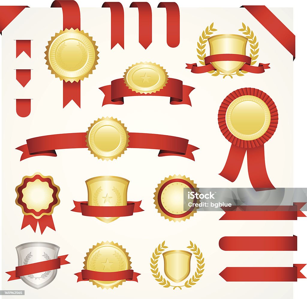 Bannières rouge et rubans set - clipart vectoriel de Design libre de droits