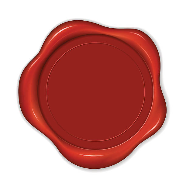 istock A close up of a red wax seal on a white background 165962588